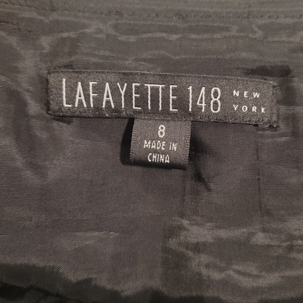 Lafayette 148 New York Skirt‎ Black White 8 Floral Pleated Midi Professional - Picture 3 of 5